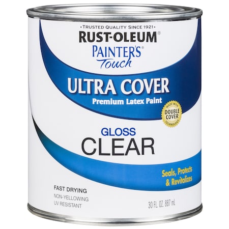 Rust-Oleum Interior/Exterior Paint, Gloss, Clear, Quart 242057